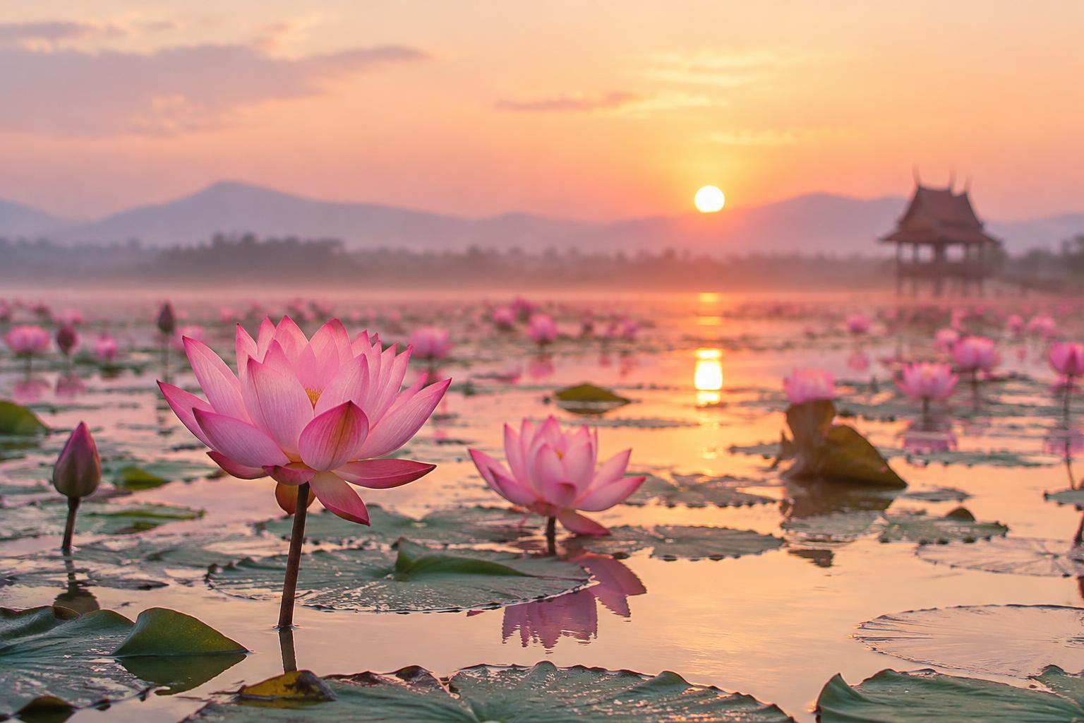 Lotus lake in Thailand